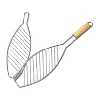 Accessoires de barbecue en acier inoxydable de haute qualité, panier de cuisson en forme de poisson pour barbecue en plein air avec anneau amovible
