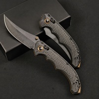 Couteau pliant en fibre de carbone S90V, quincaillerie en cuivre, couteau de poche EDC robuste, camping en plein air, survie