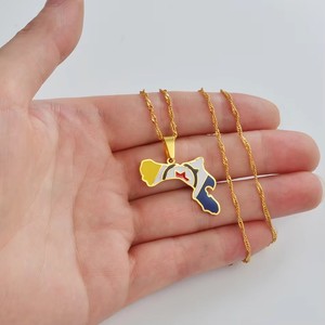 Collar de Cadena de Acero Inoxidable Esmaltado al por Mayor con Colgante de la Isla de Bonaire Bañado en Oro de 18K, Esmalte de las <span class=keywords><strong>Antillas</strong></span> Holandesas - Product Image 5