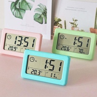 Termómetro Digital LCD de temperatura y humedad para interiores, reloj digital con pantalla LCD, multitermómetro, higrómetro
