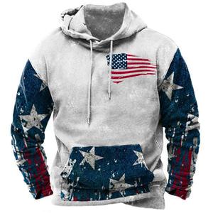 Sweats à capuche rétro avec drapeau américain pour hommes, survêtements grande taille avec impression par sublimation pour hommes, <span class=keywords><strong>sweat</strong></span> pull <span class=keywords><strong>vintage</strong></span> à la mode - Product Image 5