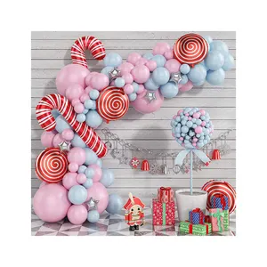 105pcs arche de balllon New Christmas balloon candy cane Lollipop Macaron pink blue globos de latex set foil balloons suppliers