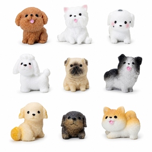 Figurines de chiots en résine miniatures en gros, statues de chiens réalistes, figurines d'animaux pour tableau de bord de voiture, décoration de table, maison, jardin, cadeaux - Product Image 1