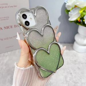 Chevauchement amour placage TPU étui de <span class=keywords><strong>t</strong></span>éléphone portable paillettes dégradé coloré pour filles femmes pour Iphone 16 pro <span class=keywords><strong>max</strong></span> 15 pro - Product Image 3