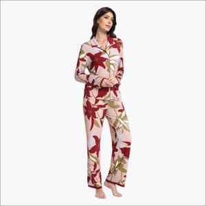 Conjunto de Pijama Premium para Mujer, Tejido en Algodón, Modal y Bambú, Suave y Transpirable, Estampado Personalizado, Manga Corta, Ropa de Dormir Térmica - Product Image 2