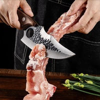 Couteau de boucher forgé à la main pour barbecue extérieur, en acier inoxydable, couteau de cuisine polyvalent pour chef avec manche en bois de rose