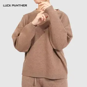Luckpanther 스트리트웨어 운동복 사용자 정의 일반 라운드 넥 스웨터 여성 탑 니트 스웨터 풀오버 캐주얼 운동복