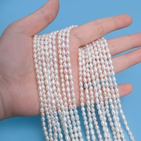 Vente en gros 3-4mm riz d'eau douce naturel AAAA perles blanches perles en vrac cordes de perles pour bijoux bricolage matériaux de Production