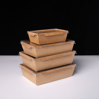 Wegwerp groothandelsverpakking waterdicht 2 compartimenten fastfood schaal kraftpapier salade voedselbox met PET deksel