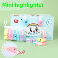 Ensemble de stylos surligneurs fluorescents miniatures de dessin animé émoticônes, papeterie pour étudiants et enfants, stylo surligneur personnalisé mignon
