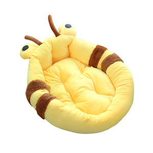 Lit pour animaux de compagnie en forme de dessin animé, rond, doux, à dossier haut, pour chien et chat, rembourrage en fibre de polyester, lavable à la main, lit universel pour animaux de compagnie - Product Image 5