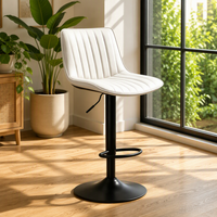 Tabouret de bar moderne rembourré pivotant à 360° avec siège en cuir PU et base en métal pour bar à domicile