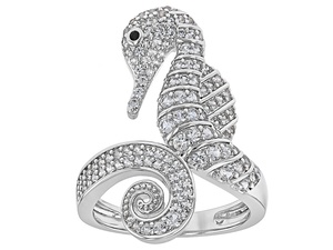 Thai Jewelry Wholesale Factory Seahorse Shape Paved CZ Brass <b>Ring</b> for Women Ocean Animal <b>Statement</b> Jewelry - Product Image 1
