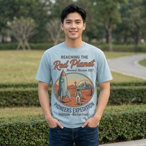 เสื้อยืดโอเวอร์ไซส์ราคาส่งถูก พิมพ์โลโก้ตามสั่ง ลายกราฟิกสำหรับกีฬากลางแจ้ง ผ้าฝ้าย 100% แขนสั้น คอกลม เสื้อยืดผู้ชาย - Product Image 1