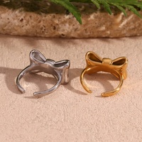 Micro Insert Zircon Arc Chevalière Bague Bijoux De Mode Bagues 18K Plaqué Or En Acier Inoxydable Bijoux De Fiançailles