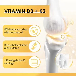 OEM <strong>Vitamin</strong> D3 K2 Softgels Capsule Supports Bone Heart &amp; Immune Health with Coconut Oil - Product Image 3