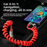 INGZOOM Kabel PVC Adaptor Paduan Seng 240W Pengisian Cepat USB 3.1 3-in-1 Tipe-C 1.8m Kabel USB Spiral untuk Perangkat IOS