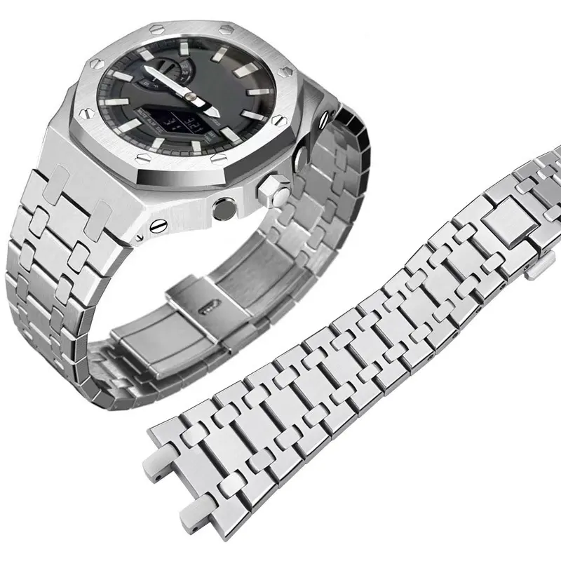 Großhandel individuelle modische Uhren Armband Gürtel Uhrenarmband Edelstahl Mod-Satz Uhrenarmband für Casio G Shock Ga 2100