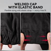 Casquette de soudage réversible ARCCAPTAIN avec bande élastique rétractable, design à 8 panneaux, coton ignifuge 10 oz, noir, convient aux hommes/femmes, 7 3/4