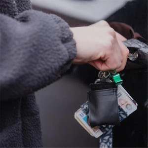 Portable Face Mask Storage <b>Bag</b> Keychain Card Holder Black Rectangle <b>Compression</b> Type Organizer for Wall Door Window Mounting - Product Image 2