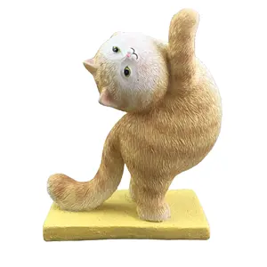 Resin Animal Figurines New Arrival Cute Yoga Pose Cat Figurines Kids Gifts Animal Design Figure Resin Cat Statue