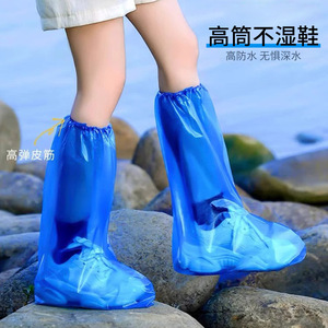 รองเท้าบูทกันฝนพลาสติก PE แบบหนาและยาว กันน้ำ เหมาะสำหรับล่องแก่ง วันที่ฝนตก ใช้งานกลางแจ้ง ปลอกหุ้มรองเท้าแบบใช้แล้วทิ้ง - Product Image 2