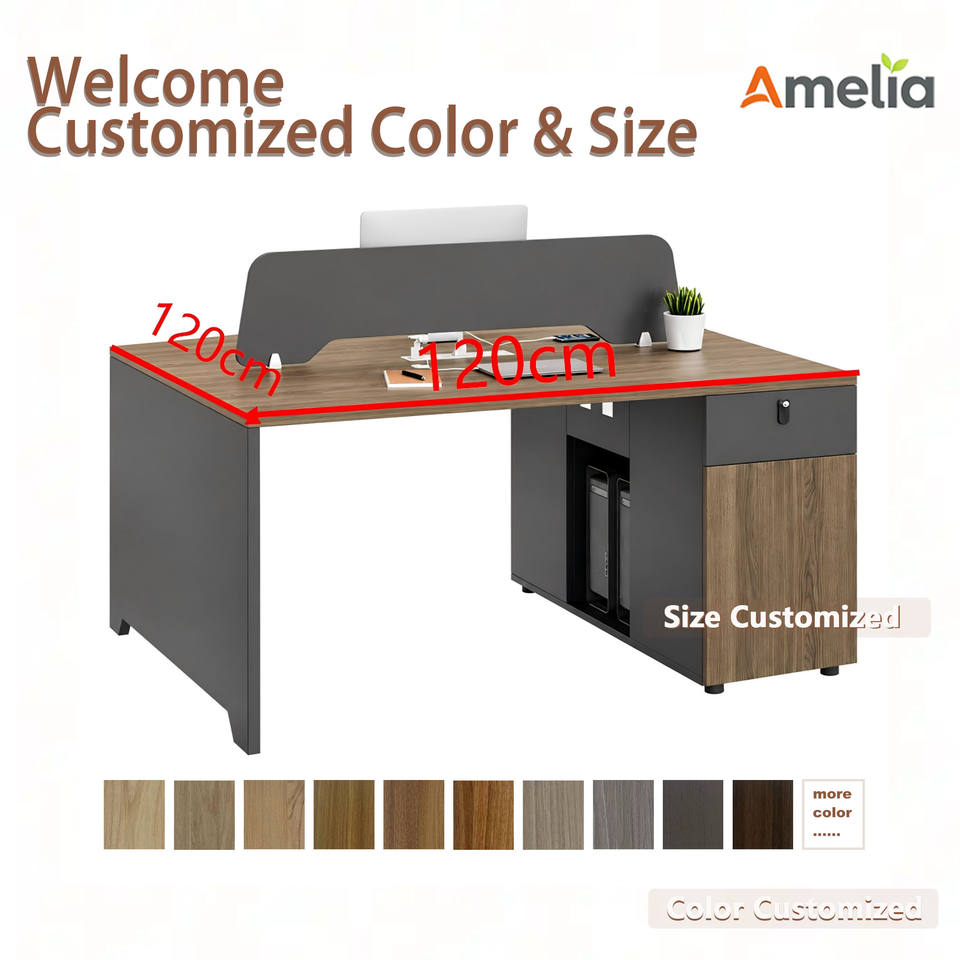 Modern Wood Grain Desktop Dark Gray Privacy Divider Side Storage ...