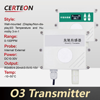 Sensor gas O3 industri dinding output RS485 untuk pemantauan kualitas udara detektor ozon presisi tinggi