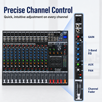 Console de mixage audio professionnelle EX-1200 12 canaux, 99 effets DSP, égaliseur 7 bandes, USB, Bluetooth pour studio, scène, DJ live