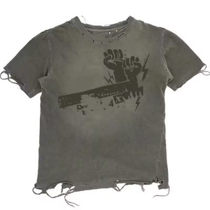 Fabrication de vêtements sur mesure, t-shirt vintage à effet délavé, t-shirt streetwear pour hommes, t-shirt vintage vieilli OEM - Product Image 1