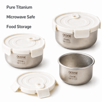 Conteneur de conservation alimentaire cylindrique en titane pur, hermétique, antibactérien, compatible micro-ondes, avec couvercle blanc cassé, design moderne