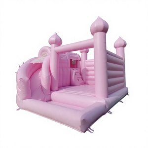 Castillo inflable rosa con tobogán y piscina de pelotas, combo para fiestas infantiles, castillo hinchable para exteriores - Product Image 1