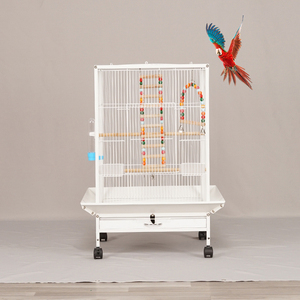 Jaula para pájaros de Metal duradera con bandeja desmontable y 2 puertas de alimentación Jaula para loros de hierro forjado con Playtop y Soporte rodante Jaulas para mascotas - Product Image 3