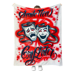 2024 <span class=keywords><strong>precio</strong></span> barato <span class=keywords><strong>de</strong></span> fábrica al por mayor moda personalizada estilo caliente sonrisa <span class=keywords><strong>de</strong></span> Halloween ahora llora más tarde manta <span class=keywords><strong>de</strong></span> viaje - Product Image 2