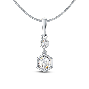 Collar con Colgante Hexagonal de Oro con Diamantes Creados en Laboratorio de Primera Calidad, con Piedras de Corte Hexagonal Doble, Inspirado en el Art Deco Moderno - Product Image 1