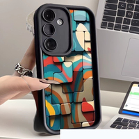 Étui de téléphone portable en TPU antichoc de style lentille d'appareil photo avec impression de cube de couleur créative pour Samsung A14 A15 A16 A21S A22 A23 A24 A25