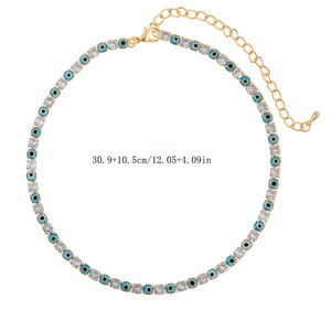 Set Perhiasan Wanita mata biru kalung tangan Fatima Turki ribu mata manik gelang zirkon batu utama Turki - Product Image 4