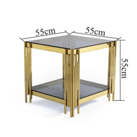 Table basse moderne de luxe en acier inoxydable avec plateau en verre noir nordique, meubles de salon, tables basses dorées