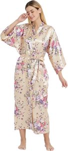 <span class=keywords><strong>Vestaglia</strong></span> <span class=keywords><strong>Lunga</strong></span> in Raso Floreale Leggera e Morbida per Donna, Abbigliamento da Notte - Product Image 3