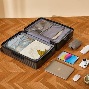 Valise Saikit à ouverture frontale, 24 pouces, roues pivotantes, serrure à combinaison, valise à roulettes pour voyage, couleur unie, design léger - Product Image 3