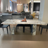 Gainsville Furniture Table de salle à manger de luxe en acrylique et marbre, design de pieds, forme unique, table à manger en marbre