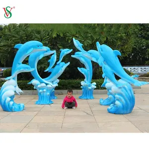 人気のイルカ海洋公園屋外樹脂アート型彫刻3D動物主導街路灯モチーフ