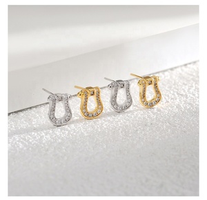 CZ Crystal Stone <strong>Horse</strong> <strong>Shoe</strong> Tiny Fancy Post Studs <strong>Earrings</strong> Horseshoe <strong>Earrings</strong> for Women - Product Image 5