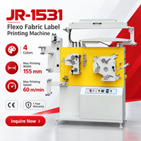 Machine d'impression d'étiquettes en tissu Flexo JR-1531, largeur d'impression 155 mm, 4 couleurs, imprimante automatique d'étiquettes tissées pour vêtements