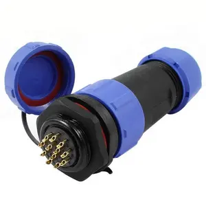 IP68 SP21 21mm Hole 12 Pin Plug Waterproof Cable Gland Aviation Connector