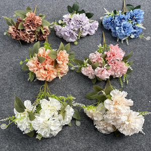 Bouquet de 7 œillets artificiels en soie, fleurs réalistes pour décorations de mariage et salons - Product Image 1