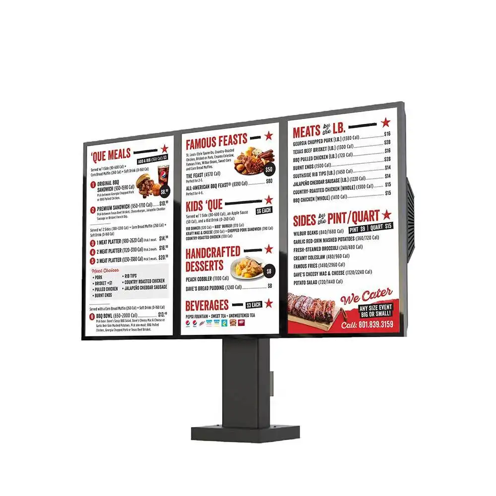 55 65 75 pollici ip66 ip67 per tutte le intemperie unità esterna attraverso il contenitore di menu digitale coffee shop drive attraverso il menu dei ristoranti