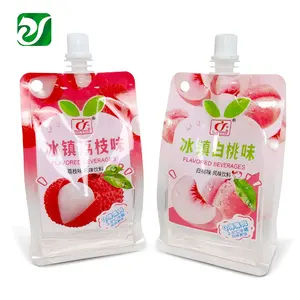 8 Sided Sealing Doypack Clear Printing Coconut Fruit Juice Packaging Square Bottom Spout Pouches