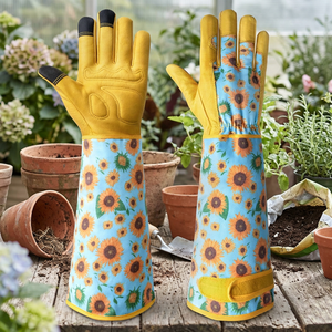 Gants de jardinage Lewei, gants de jardinier, gants de fermier, manches extra longues en cuir de vache, respirants, en cuir de chèvre, résistants aux épines, en cuir de rose - Product Image 3