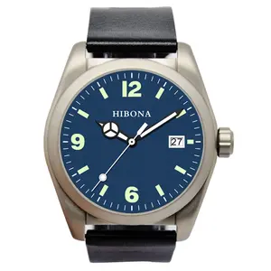 Relógio de pulso de couro clássico de fábrica com logotipo personalizado, relógio de quartzo para homens, relógio de luxo minimalista de venda imperdível